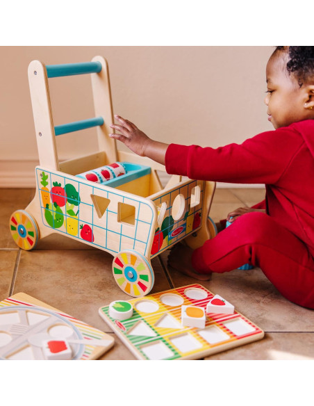 Carrito de Compras de Madera Melissa & Doug - Juguete Educativo 39.4x27.3x38 cm