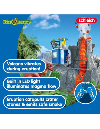 Campamento Base Volcánico Schleich con Dinosaurios y LED
