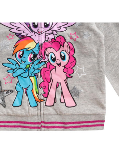 Sudadera Mi Pequeño Pony Gris con Cremallera Niñas 2T a 6X