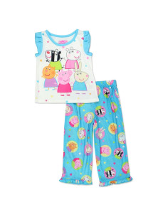 Pijamas Peppa Pig para Niñas 2 Piezas Manga Corta Azul