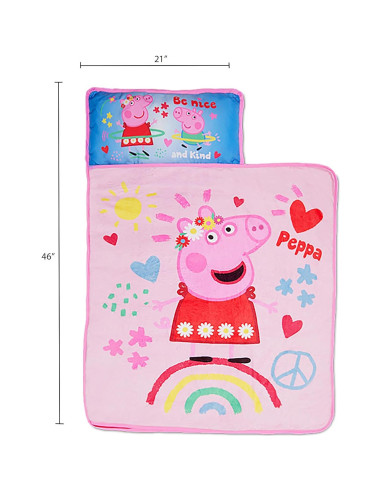 Colchoneta para Niños Peppa Pig 116.8x53.3 cm con Almohada y Manta