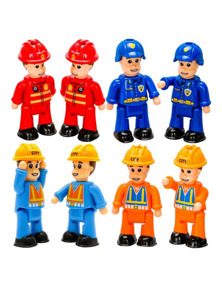 FUNERICA Conjunto de 8 Figuras Flexibles para Niños - Bomberos y Policías