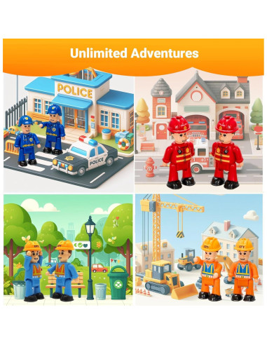 FUNERICA Conjunto de 8 Figuras Flexibles para Niños - Bomberos y Policías