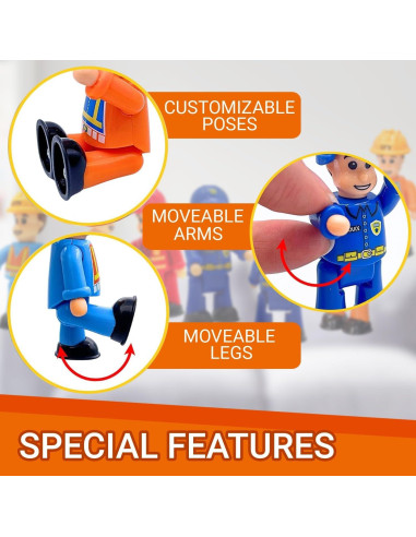 FUNERICA Conjunto de 8 Figuras Flexibles para Niños - Bomberos y Policías