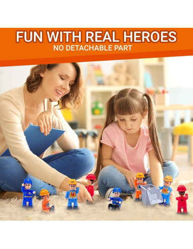 FUNERICA Conjunto de 8 Figuras Flexibles para Niños - Bomberos y Policías
