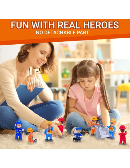 FUNERICA Conjunto de 8 Figuras Flexibles para Niños - Bomberos y Policías