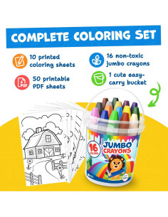 Crayones Jumbo Momo & Nashi 16 Colores No Tóxicos 2