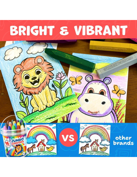 Crayones Jumbo Momo & Nashi 16 Colores No Tóxicos