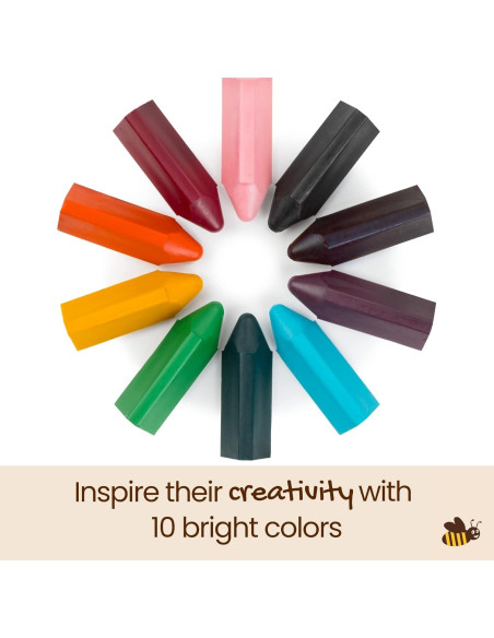 Crayones Triangulares Honeysticks - 10 Colores No Tóxicos
