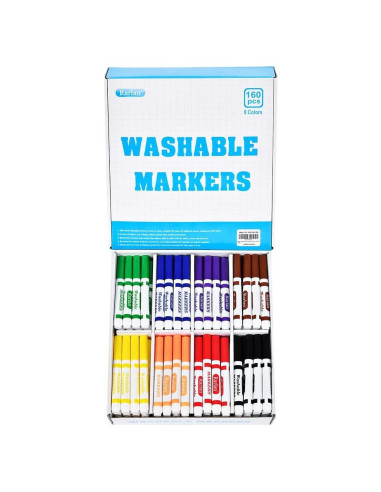 Marcadores Lavables Rarlan 160 Unidades 8 Colores para Niños