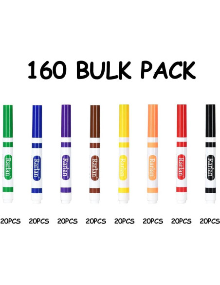 Marcadores Lavables Rarlan 160 Unidades 8 Colores para Niños