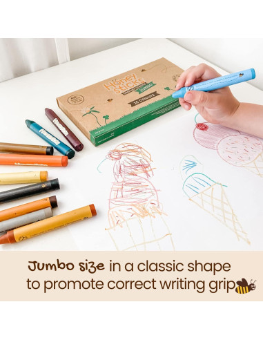 Crayones Jumbo Honeysticks 16 Colores No Tóxicos
