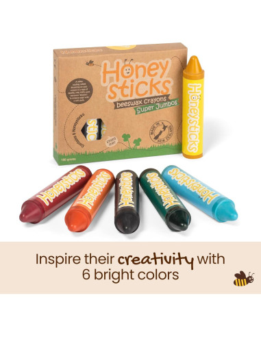 Crayones Jumbo Honeysticks 6 Colores Ecológicos 100% Cera