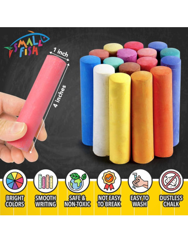 280 Tizas Jumbo Lavables SMALL FISH 24 Colores No Tóxicas