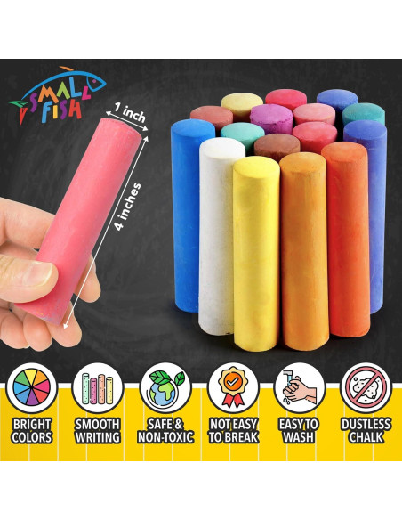 280 Tizas Jumbo Lavables SMALL FISH 24 Colores No Tóxicas