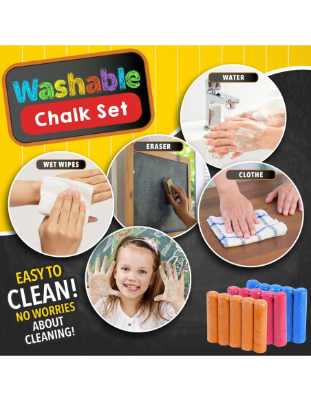 280 Tizas Jumbo Lavables SMALL FISH 24 Colores No Tóxicas