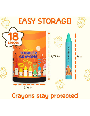 Crayones Jumbo ZENO 18 Colores No Tóxicos para Niños