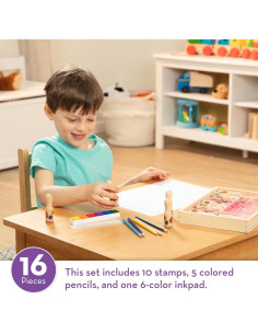 Set de Sellos de Goma Melissa & Doug con 10 Diseños y 5 Lápices 2