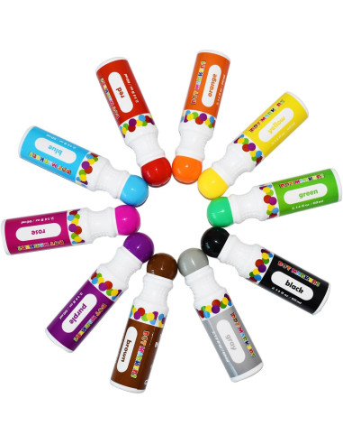 Marcadores de Puntos Yuanhe - 10 Colores Lavables para Niños