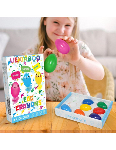 Crayones en Forma de Huevo UEXINGOO 9 Colores Lavables