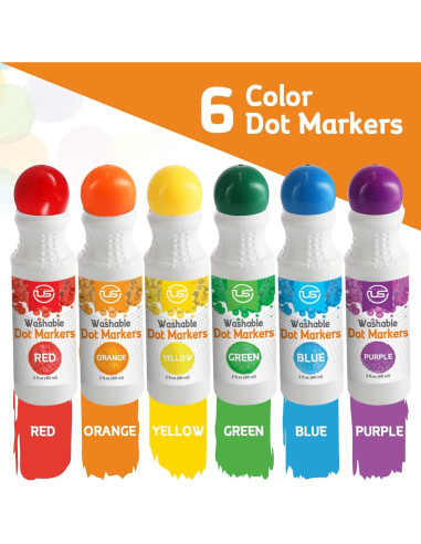Marcadores de Puntos Ultimate Stationery, 6 Colores Lavables
