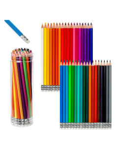 36 Lápices de Colores Ouksma Pre-afilados con Borradores