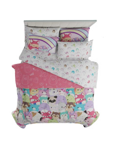 Conjunto de Ropa de Cama Franco Squishmallows 7 Piezas Queen