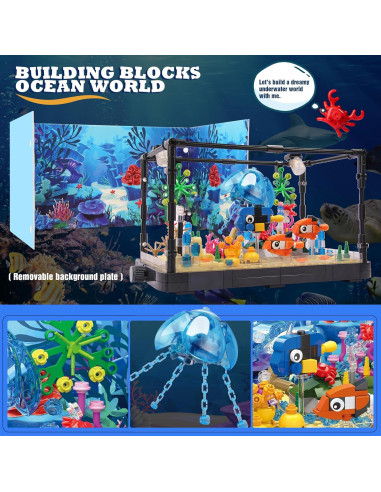 Bloque de Construcción Acuario Jorumo 725 Piezas Iluminado