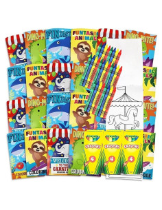 24 Libros para Colorear y Crayones Bottles N Bags 12,7x17,8cm