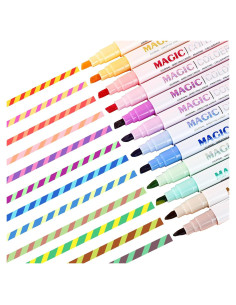 Marcadores Mágicos SAYEEC, 12 Colores Doble Cara, 24 Colores