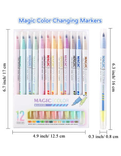 Marcadores Mágicos SAYEEC, 12 Colores Doble Cara, 24 Colores 2