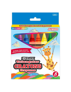 Crayón Triangular BAZIC 8 Colores Jumbo Ergonomico
