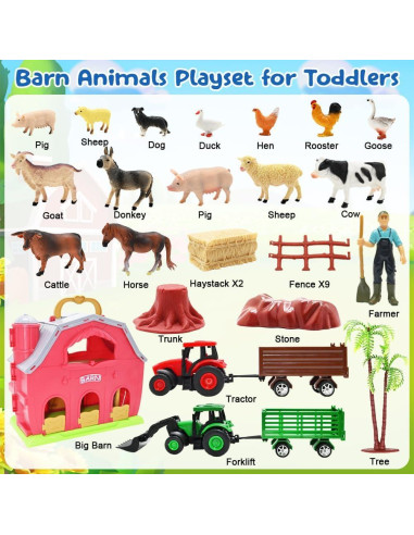Juguete de Granja BOLZRA Set de Animales y Tractor