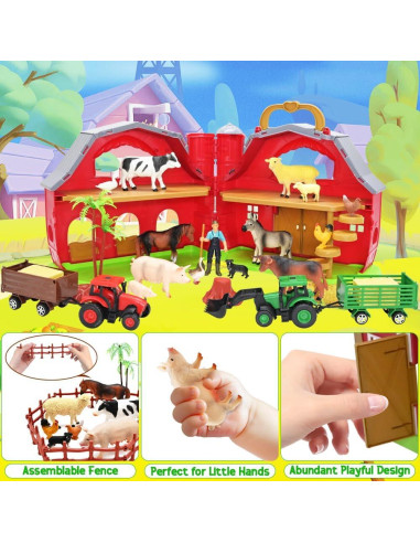 Juguete de Granja BOLZRA Set de Animales y Tractor