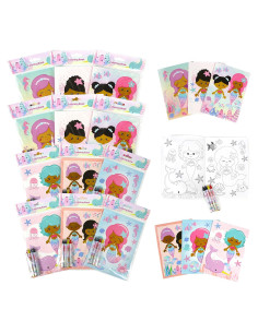 Set de Libros para Colorear Sirenas Arcoíris TINYMILLS 12 Libros y 48 Crayones