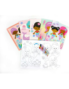 Set de Libros para Colorear Sirenas Arcoíris TINYMILLS 12 Libros y 48 Crayones 2