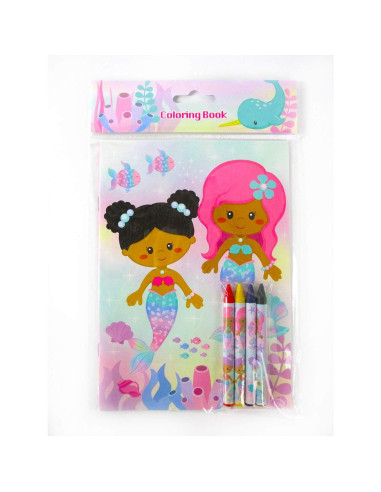 Set de Libros para Colorear Sirenas Arcoíris TINYMILLS 12 Libros y 48 Crayones