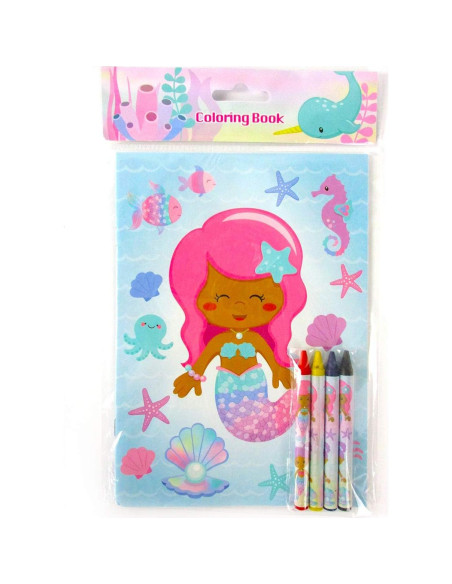 Set de Libros para Colorear Sirenas Arcoíris TINYMILLS 12 Libros y 48 Crayones