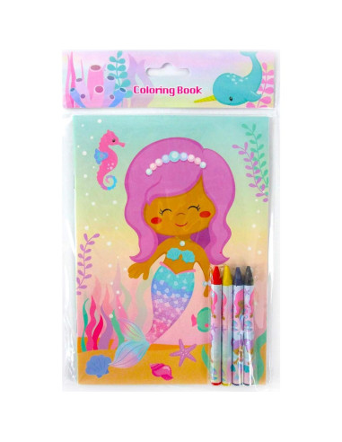 Set de Libros para Colorear Sirenas Arcoíris TINYMILLS 12 Libros y 48 Crayones