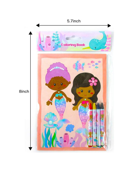 Set de Libros para Colorear Sirenas Arcoíris TINYMILLS 12 Libros y 48 Crayones