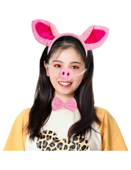 Disfraz de Cerdo Elegante Rosa con Diadema y Falda Tutú