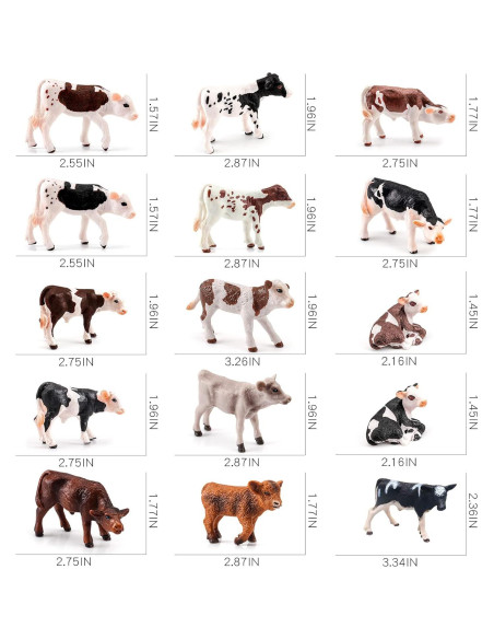 Conjunto de Figuras de Terneros LC JoyCre 15PCS Realistas