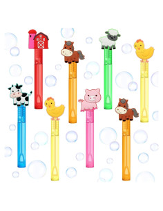 24 Varitas de Burbujas Animales de Granja AFZMON