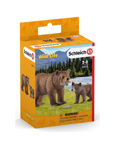 Juego de Animales Schleich Oso Grizzly y Cachorro 4 Piezas