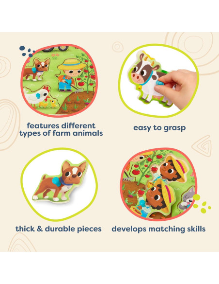 Rompecabezas de Granja B. toys - 8 Piezas de Madera