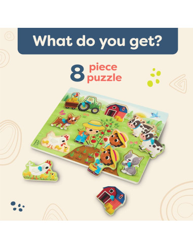 Rompecabezas de Granja B. toys - 8 Piezas de Madera
