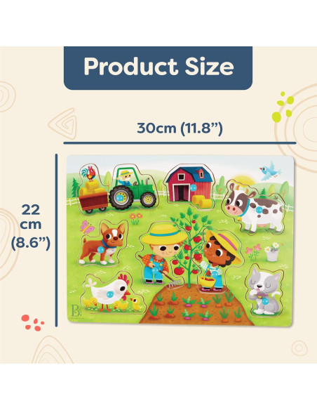 Rompecabezas de Granja B. toys - 8 Piezas de Madera