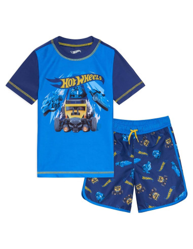 Conjunto de camiseta y bañador Hot Wheels UPF 50+ para niños
