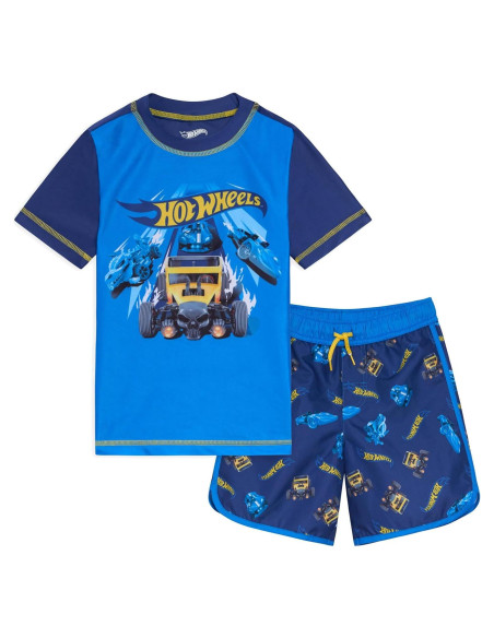 Conjunto de camiseta y bañador Hot Wheels UPF 50+ para niños