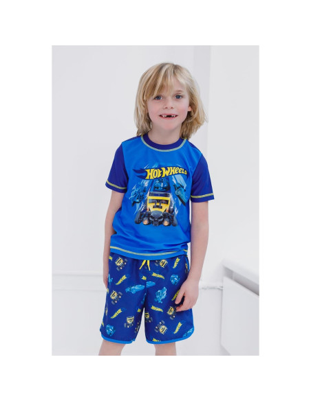 Conjunto de camiseta y bañador Hot Wheels UPF 50+ para niños